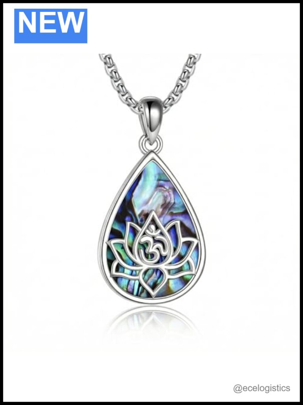 Lotus Pendant Necklace Sterling Silver Moonstone Yoga Jewelry for Women